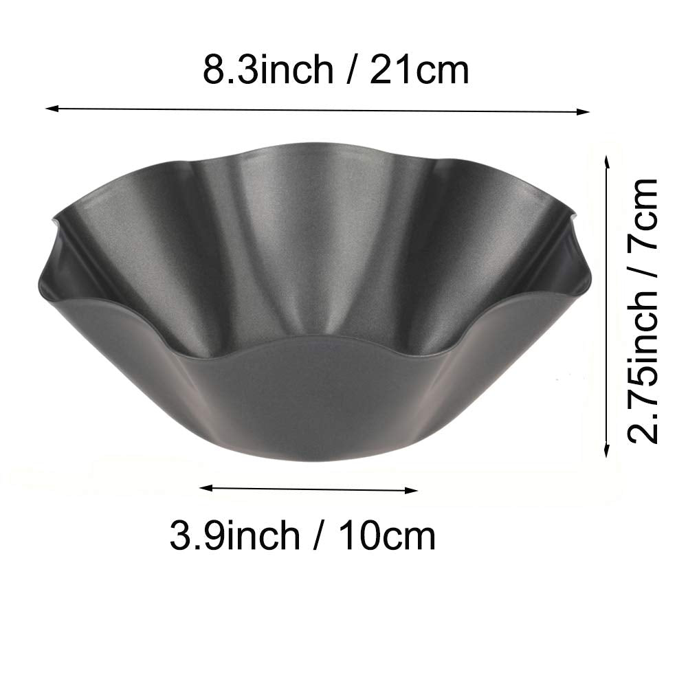 Abgream Tortilla Pan Set - 6 Pack Carbon Steel Non-Stick Taco Salad Bowl Tortilla Shell Maker Black Baking Pans With A Silicone
